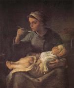 Jean Francois Millet Woman feeding the children Spain oil painting artist